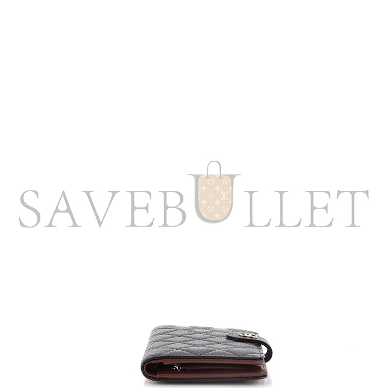 Ch**el CC BIFOLD WALLET QUILTED CAVIAR VERTICAL (19*10*2cm)